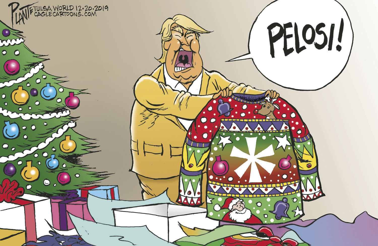 Bruce Plante Cartoon: Trump gets a present